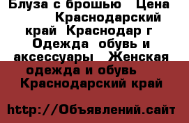 Блуза с брошью › Цена ­ 850 - Краснодарский край, Краснодар г. Одежда, обувь и аксессуары » Женская одежда и обувь   . Краснодарский край